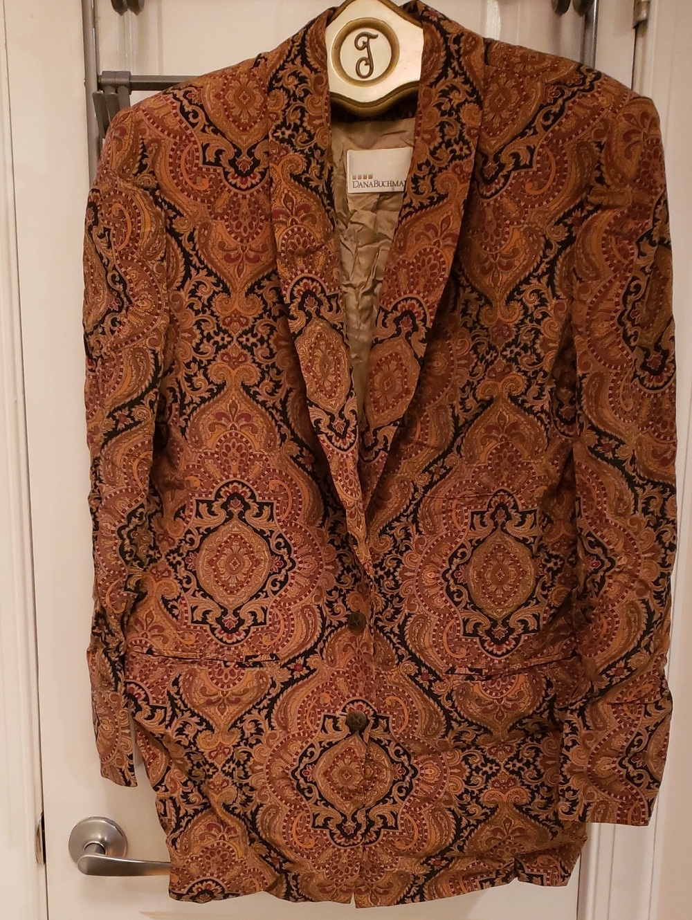 Dana Buchman Brown Paisley Pattern Blazer
